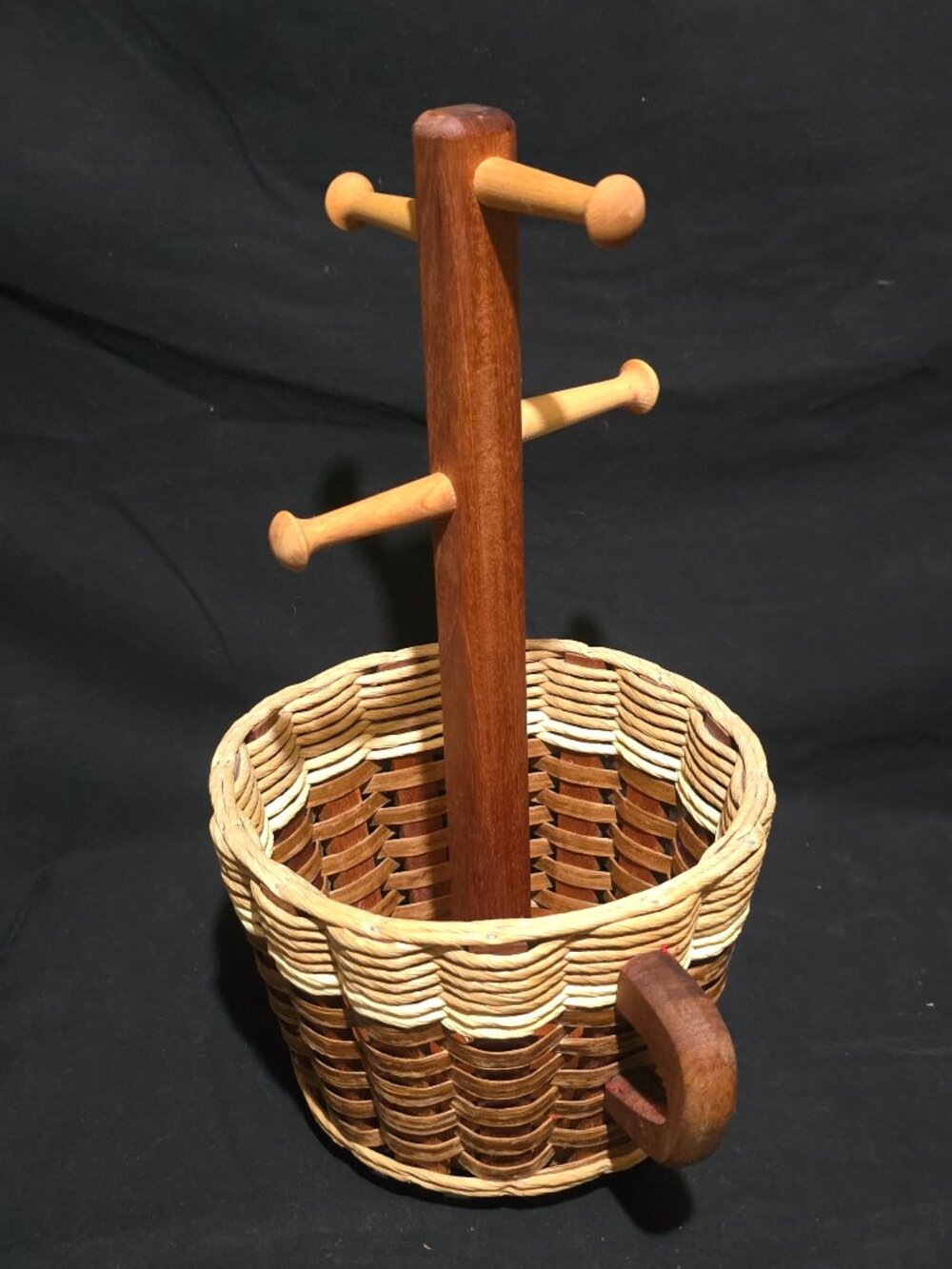 Foxcreek Baskets Co Handmade in USA Coffee Mug Lazy Susan Basket Natural Ivory